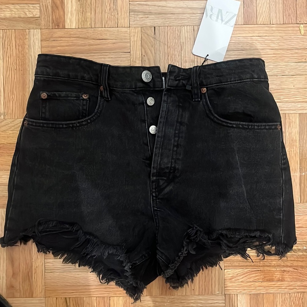 Zara black high rise jean shorts